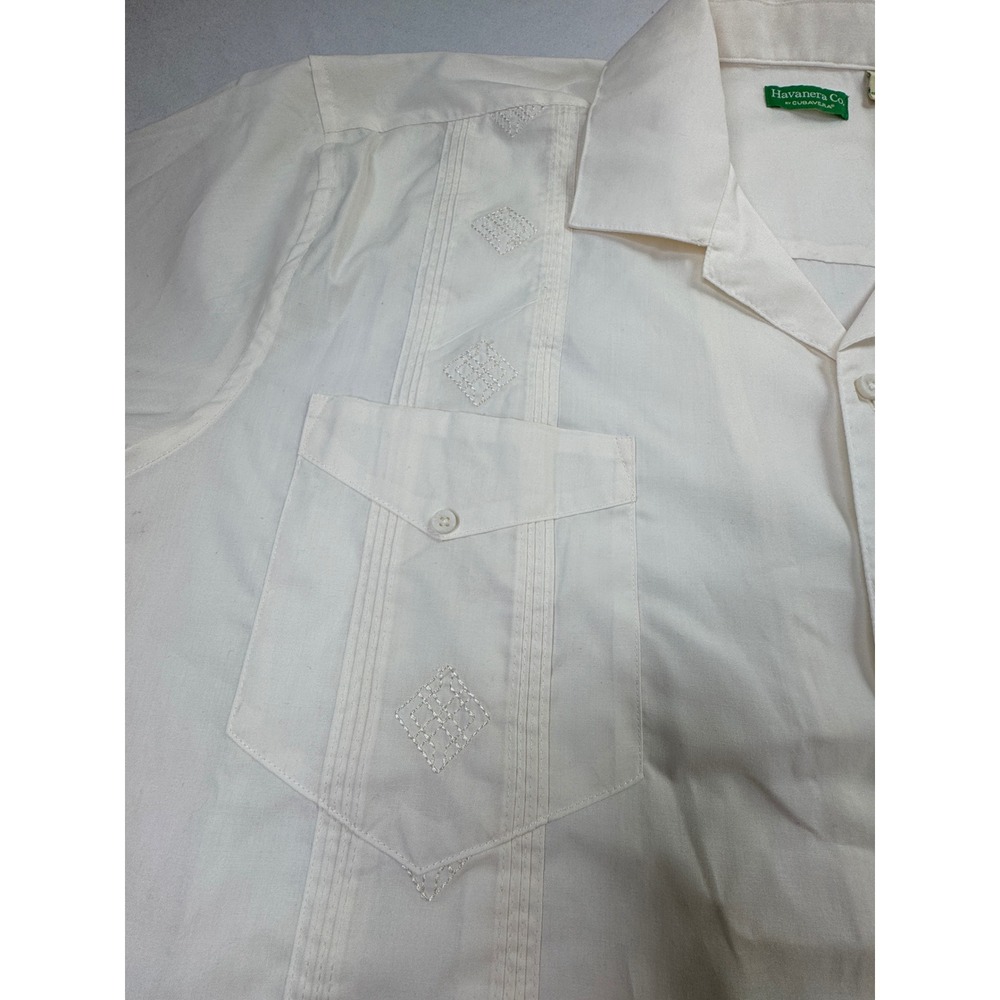 Havanera Co Cubavera Mens 2XL Guayabera Shirt Cream Color Short Sleeve New - Picture 9 of 16